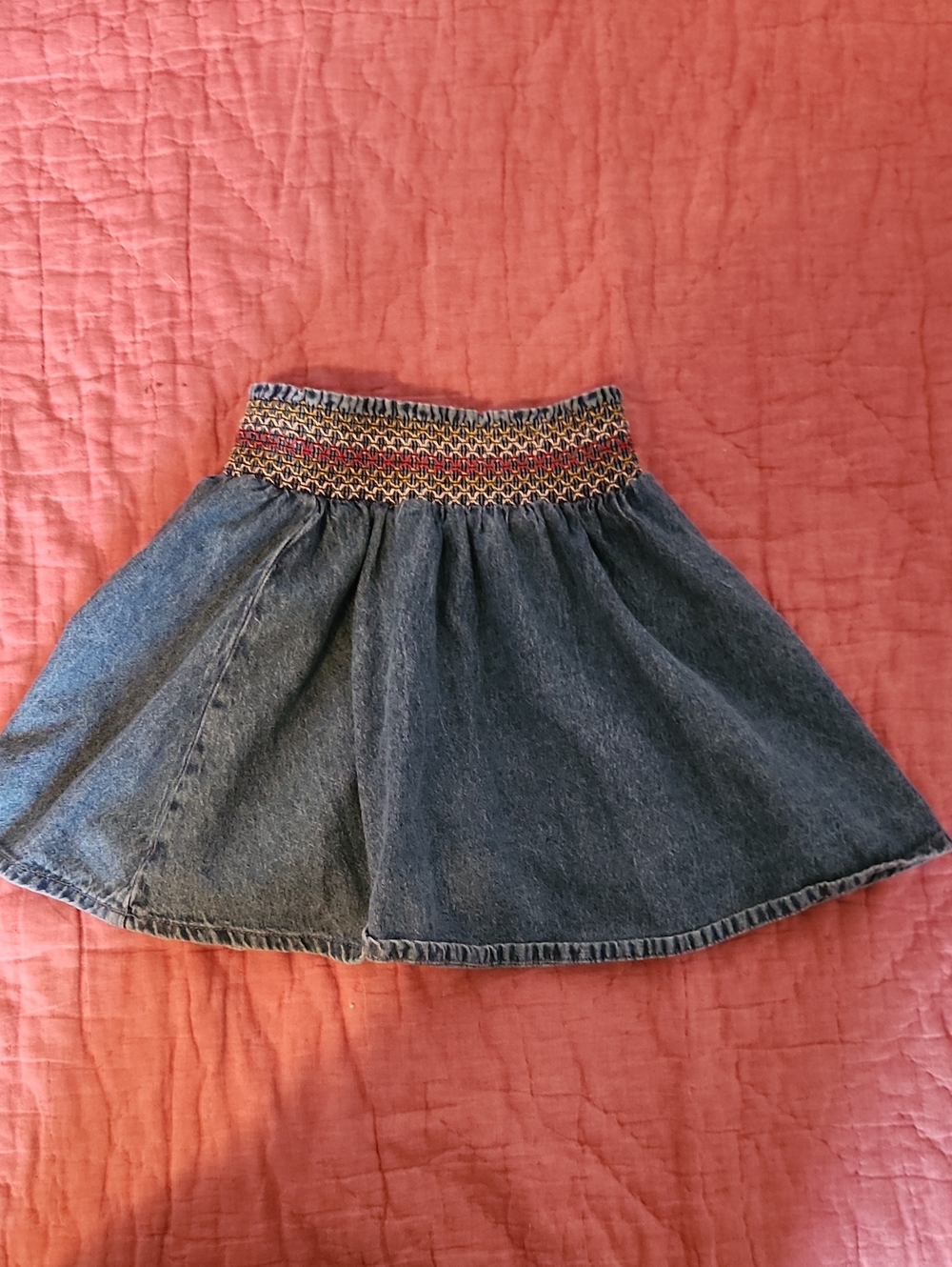 Monoprix Smocked Waist Denim Skirt - Blue Sz 6